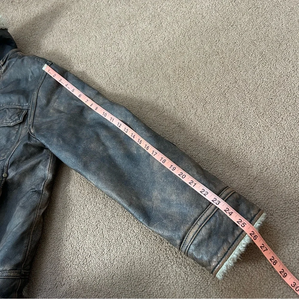 Black Rivet Brown Lined Leather Jacket size Large - Picture 6 of 12